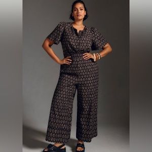 Anthropologie The Somerset Jumpsuit black motif S BNWT!